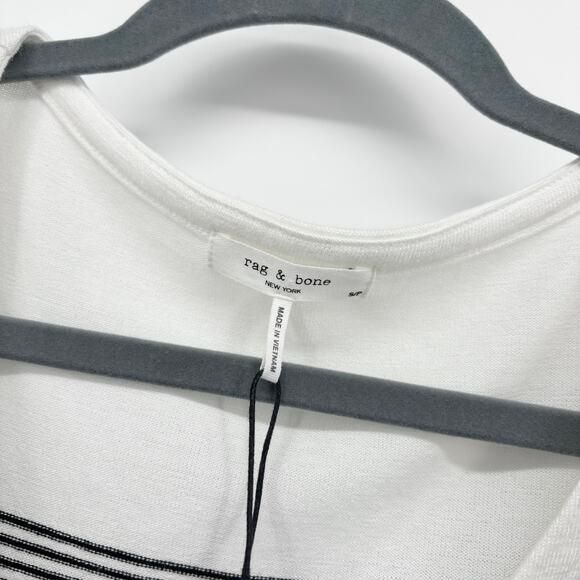 NEW rag & bone the Knit Striped Vee Cardigan Women S Rayon Crop Top Quiet Luxury - Picture 4 of 10